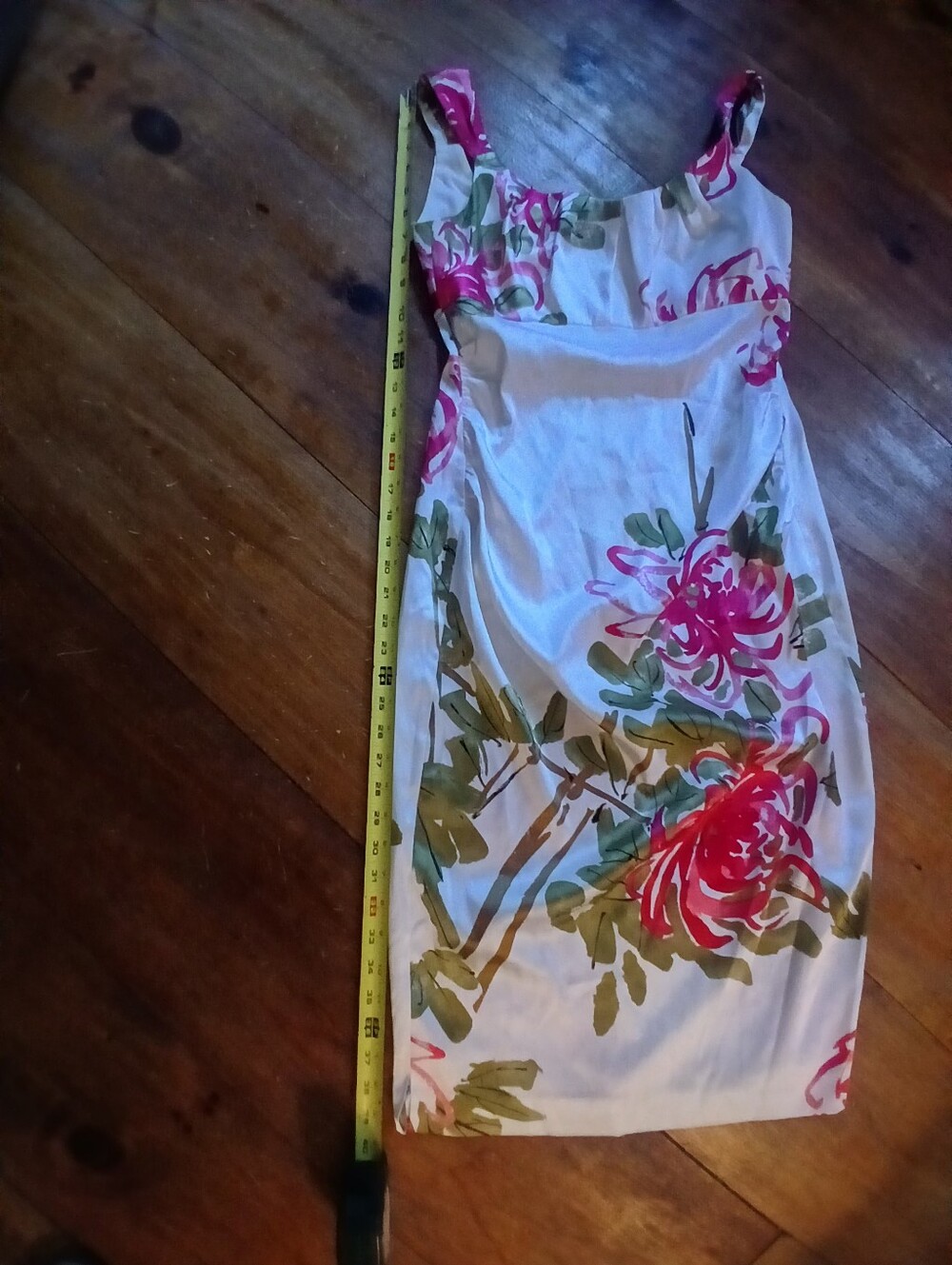 Maggy London White Pink Floral Midi Dress Back ZIip Sz 6 - Picture 7 of 9